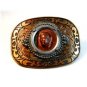Vintage 3D Image of John Kennedy in Copper Unknown Language Belt Buckle
