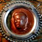 Vintage 3D Image of John Kennedy in Copper Unknown Language Belt Buckle