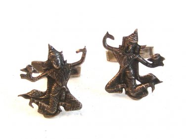 Vintage Siam Sterling Silver Dancer Cufflinks abc