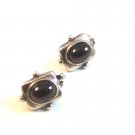 Sterling Silver Cabachon Garnet Stud Earrings