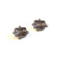 Sterling Silver Cabachon Garnet Stud Earrings