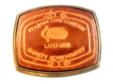 Vintage Peabody Coal Company Latta Mine Leather Belt Buckle Signed El Cid