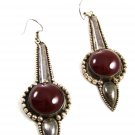 Sterling Silver & Red Long Dangley Earrings 8614