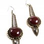 Sterling Silver & Red Long Dangley Earrings 8614
