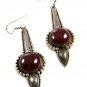 Sterling Silver & Red Long Dangley Earrings 8614