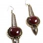 Sterling Silver & Red Long Dangley Earrings 8614