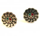 Vintage Zuni Native American Sterling Silver Inlaid Cufflinks Signed Bell