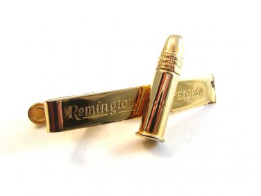 Gold Tone Remington Peters Bullet Tie Clasp by Aycock