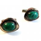 Vintage Southwest Tribal Coin 900 Silver & Green Cufflinks
