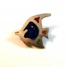 Vintage Sterling Silver Green Angel Fish Brooch / Pendant Marked Codena