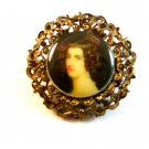 Vintage Portrait Brooch of a Lady Brooch Marked Western Germany