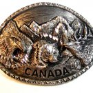 Vintage 1997 Silver Tone Canada Bear Eagle Moose Belt Buckle