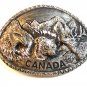 Vintage 1997 Silver Tone Canada Bear Eagle Moose Belt Buckle