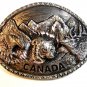 Vintage 1997 Silver Tone Canada Bear Eagle Moose Belt Buckle