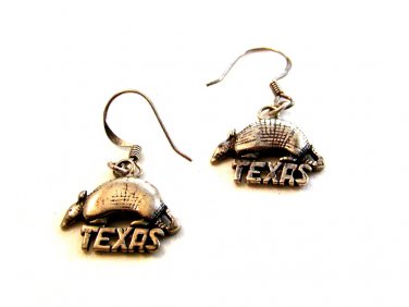 Vintage Sterling Silver Texas Armadillo Earrings