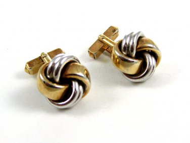 Swank 2 Tone Silver & Goldtone Large Knot Cufflinks 10222013