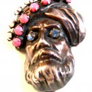 Vintage Sterling Silver & Pearls & Coral & Blue Topaz Ali Baba Brooch