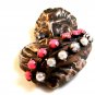 Vintage Sterling Silver & Pearls & Coral & Blue Topaz Ali Baba Brooch