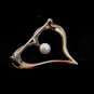Vintage Sterling Silver & Pearl Heart Brooch