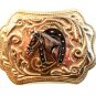 Vintage Western Cowboy Horse Head in Horse Shoe Belt Buckle