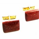 True Vintage 1970's - 1980's Goldtone Goldstone Cufflinks Unmarked 103114