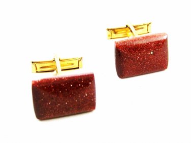 True Vintage 1970's - 1980's Goldtone Goldstone Cufflinks Unmarked 103114