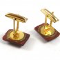 True Vintage 1970's - 1980's Goldtone Goldstone Cufflinks Unmarked 103114