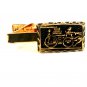 Vintage Gold Tone & Black Antique Fire Wagon Tie Clasp