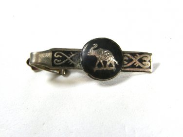 Vintage Sterling Silver Niello Elephant Tie Clasp Unbranded 7815