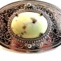 Vintage Silver Tone & Natural Stone ? Belt Buckle