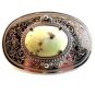 Vintage Silver Tone & Natural Stone ? Belt Buckle