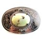 Vintage Silver Tone & Natural Stone ? Belt Buckle
