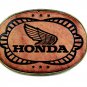 Vintage Honda with Wings Leather Top Belt Buckle 04222014 Unsigned