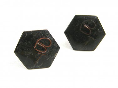 Handmade Black Enameled Intials BT Copper Cufflinks Unmarked 101514