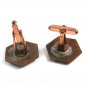 Handmade Black Enameled Intials BT Copper Cufflinks Unmarked 101514