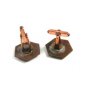 Handmade Black Enameled Intials BT Copper Cufflinks Unmarked 101514