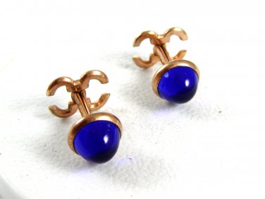 Art Deco Blue & Goldtone Cufflinks 62414