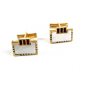 1950's Silvertone Red Rhinestones & Faux Mother of Pearl Cufflinks Not Signed