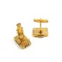 1950's Silvertone Red Rhinestones & Faux Mother of Pearl Cufflinks Not Signed
