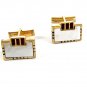 1950's Silvertone Red Rhinestones & Faux Mother of Pearl Cufflinks Not Signed