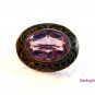 Victorian Gold or Brass Tone Black Enamel Amythest Brooch