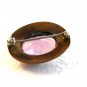Victorian Gold or Brass Tone Black Enamel Amythest Brooch