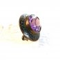 Victorian Gold or Brass Tone Black Enamel Amythest Brooch