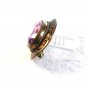 Victorian Gold or Brass Tone Black Enamel Amythest Brooch