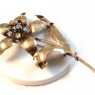 Vintage Sterling Silver & Vermeil Flower Brooch