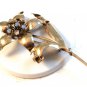 Vintage Sterling Silver & Vermeil Flower Brooch
