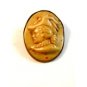 Vintage Early Plastic Celluloid? French Ivory? Lady in a Hat Brooch