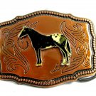 1970's Paint Horse Enameled Coppertone Belt Buckle 092214