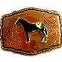 1970's Paint Horse Enameled Coppertone Belt Buckle 092214