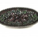 Ladies True Red Rose Green Enameled Vintage Belt Buckle Unmarked 100114
